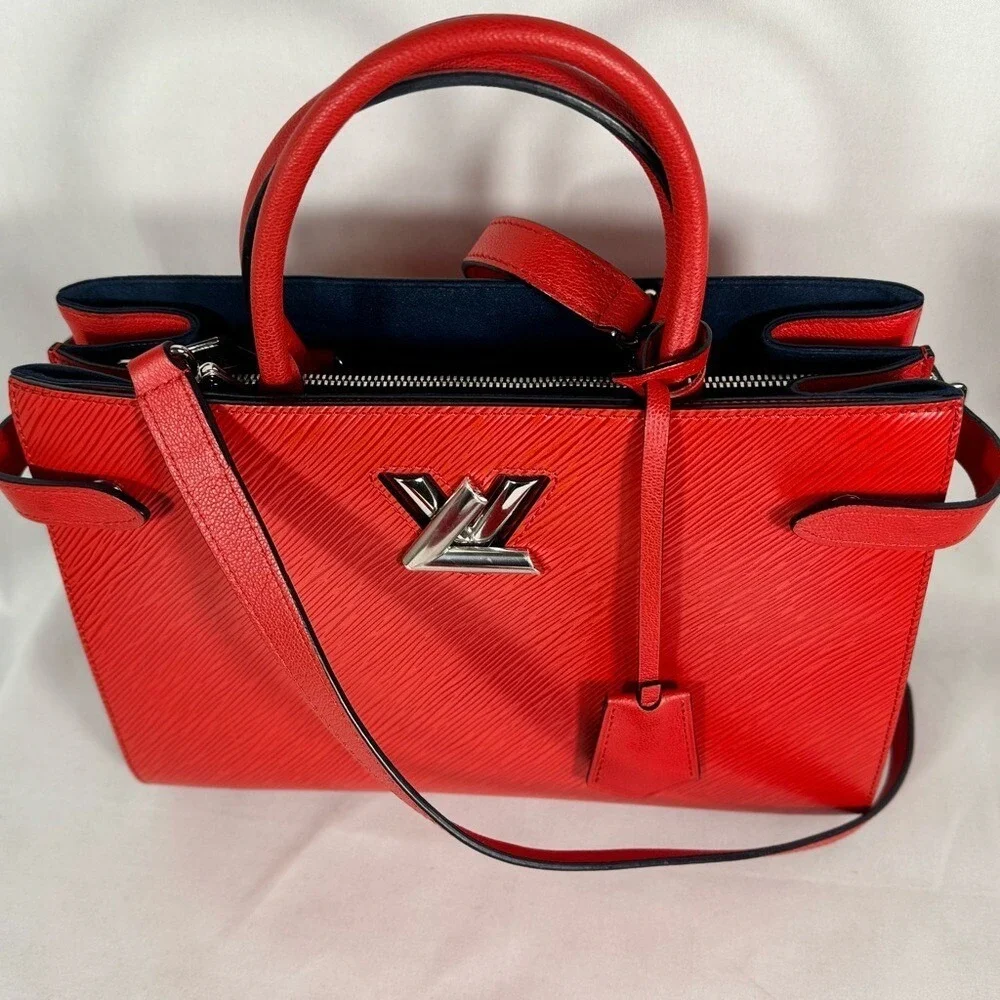 Louis Vuitton Twist Lock Epi Red Leather Tote with COA and Dust bag